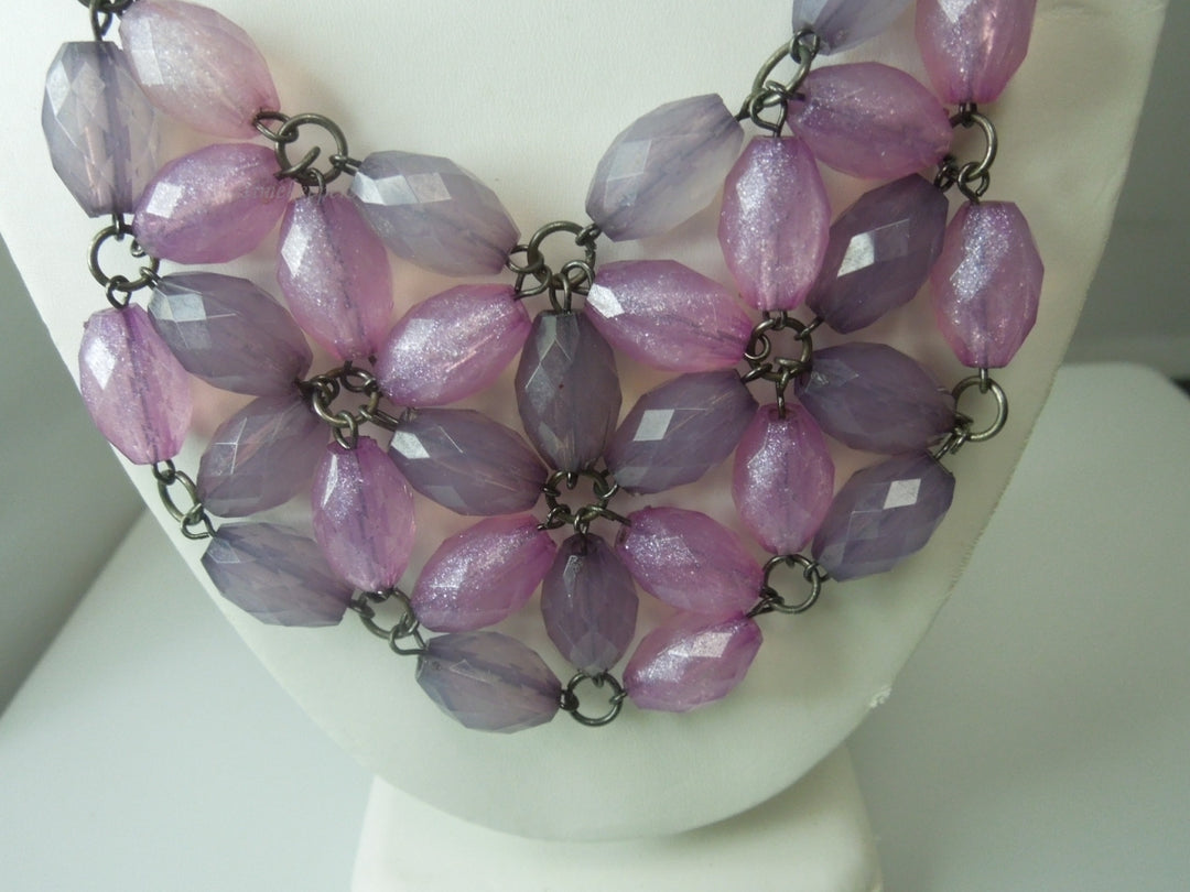 q341 Pretty Pink and Purple Gemstone Necklace 20"