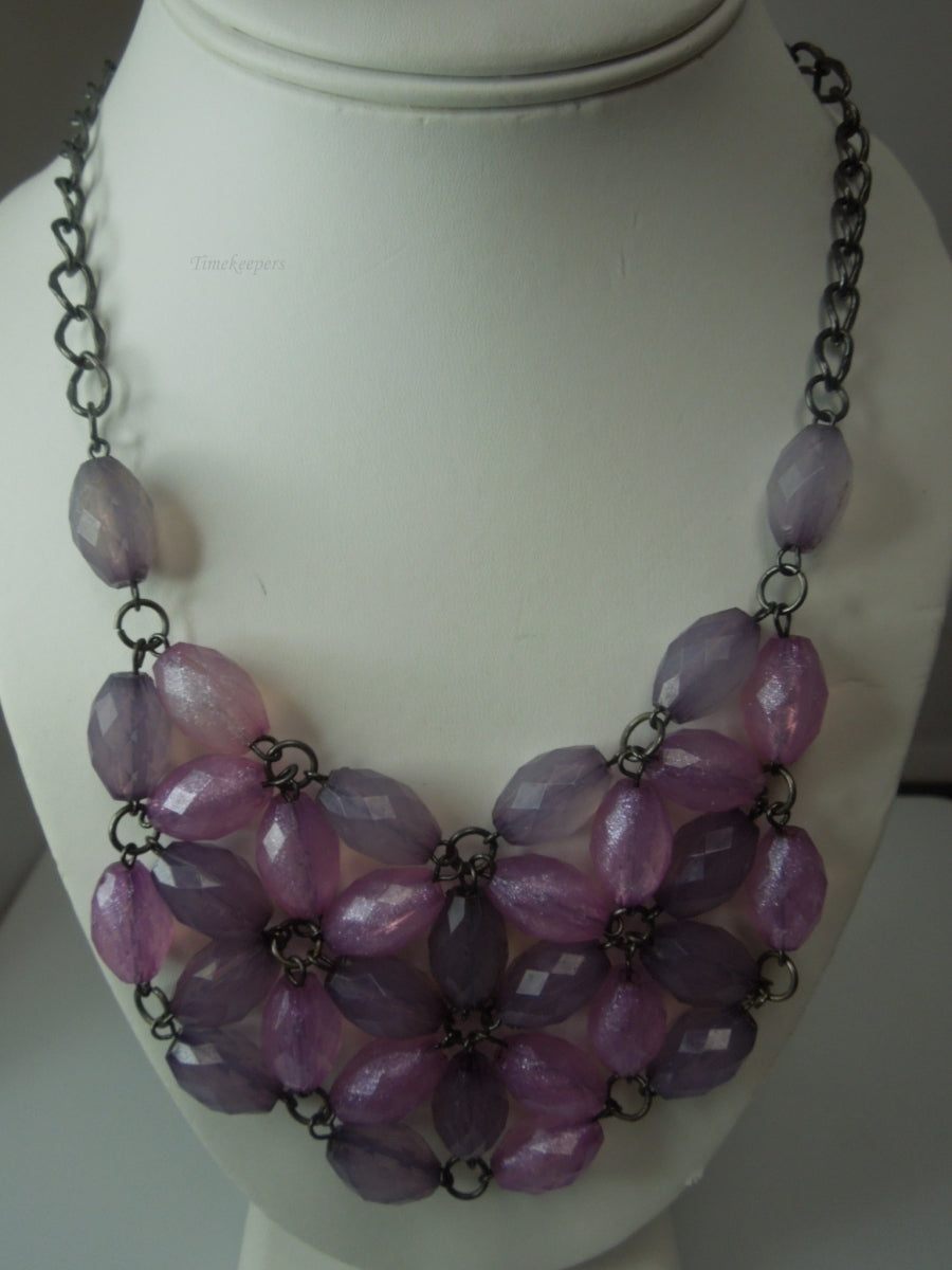 q341 Pretty Pink and Purple Gemstone Necklace 20"