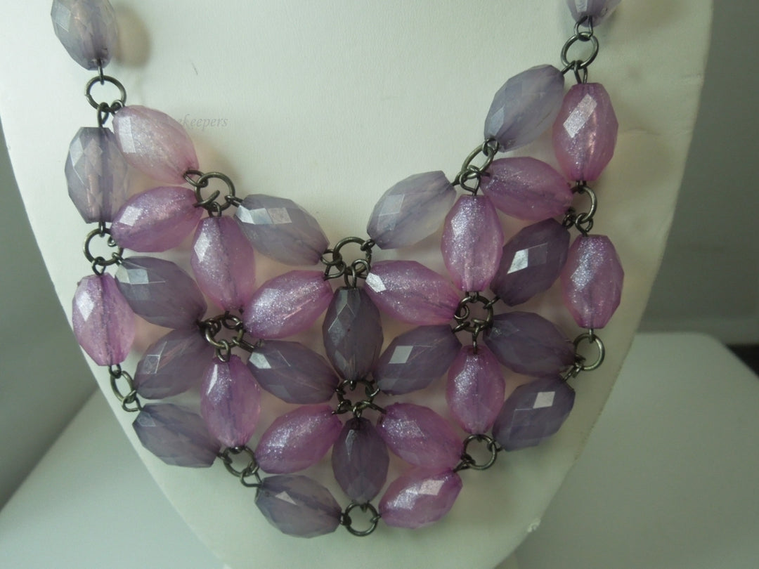 q341 Pretty Pink and Purple Gemstone Necklace 20"