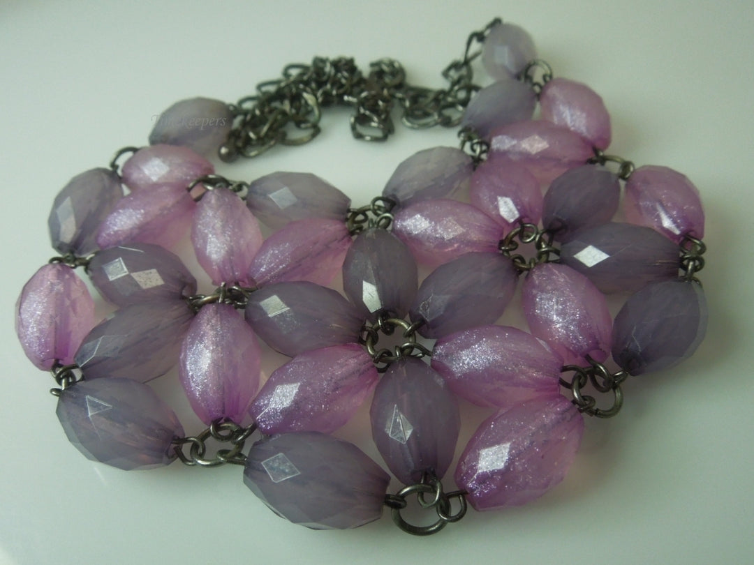 q341 Pretty Pink and Purple Gemstone Necklace 20"