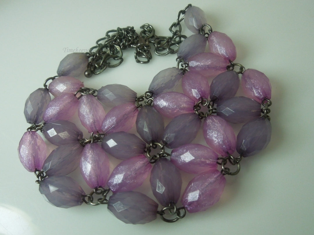 q341 Pretty Pink and Purple Gemstone Necklace 20"