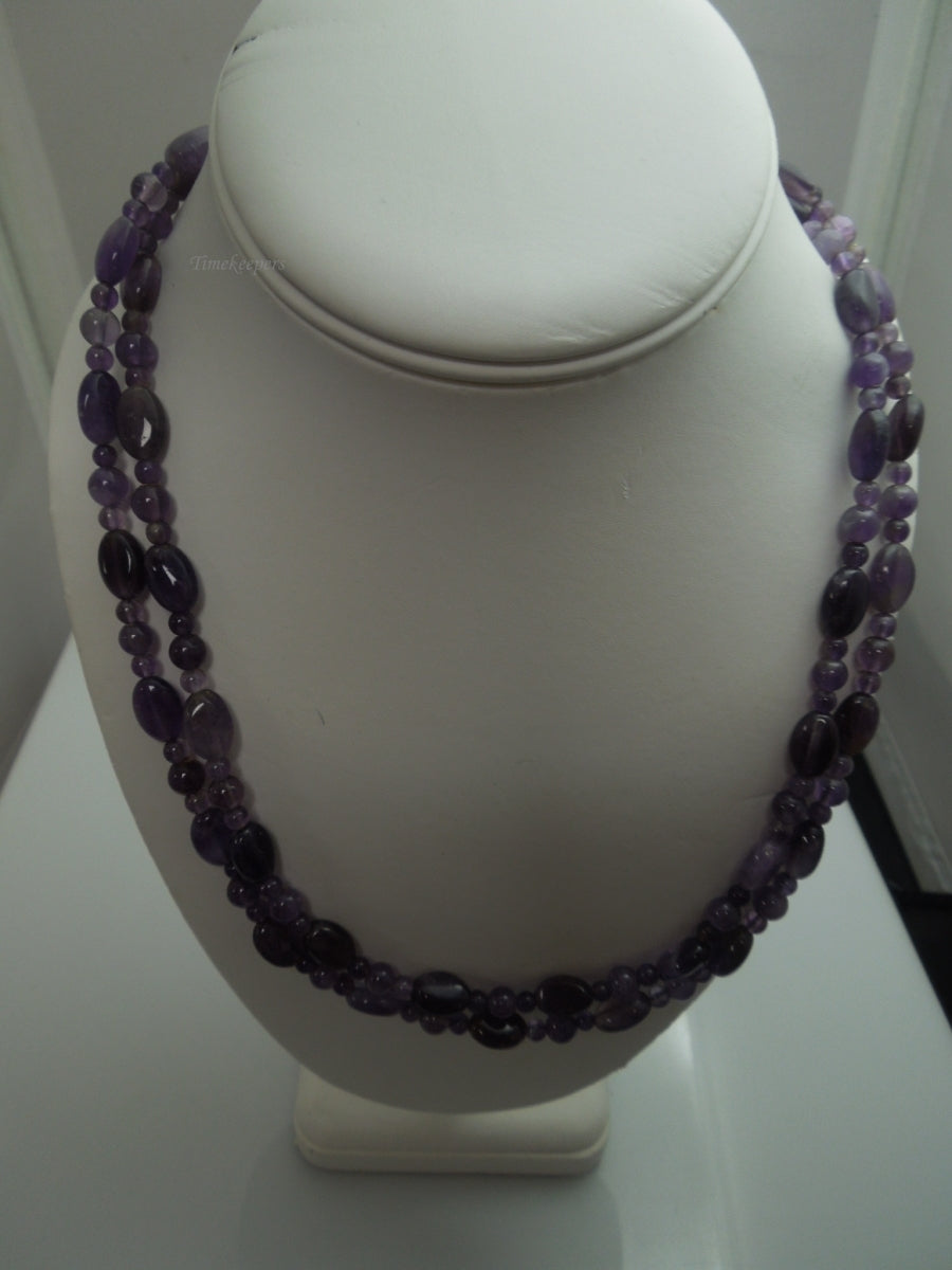 q342 Pretty Amethyst Beads Long Necklace 40" with Sterling Silver Clasp