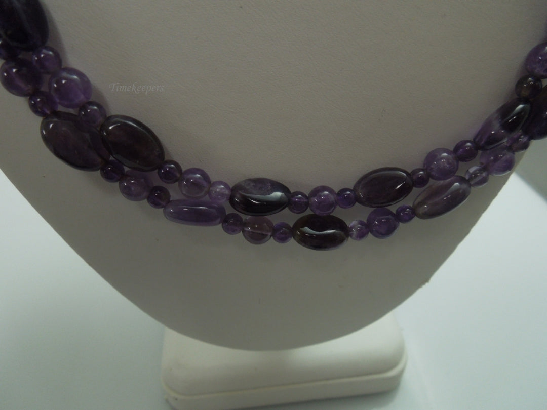 q342 Pretty Amethyst Beads Long Necklace 40" with Sterling Silver Clasp