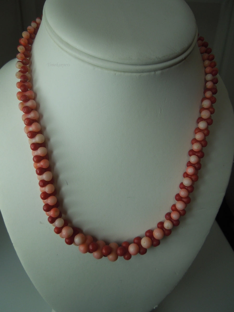 q355 Salmon Angel Skin Pink Coral Necklace with Sterling Silver Clasp