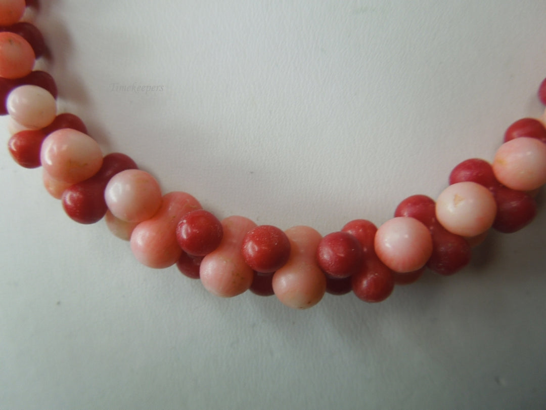 q355 Salmon Angel Skin Pink Coral Necklace with Sterling Silver Clasp