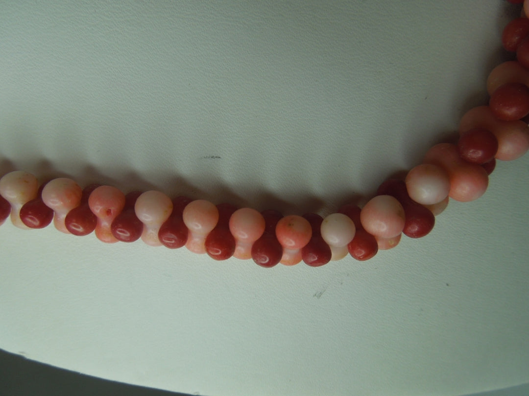 q355 Salmon Angel Skin Pink Coral Necklace with Sterling Silver Clasp