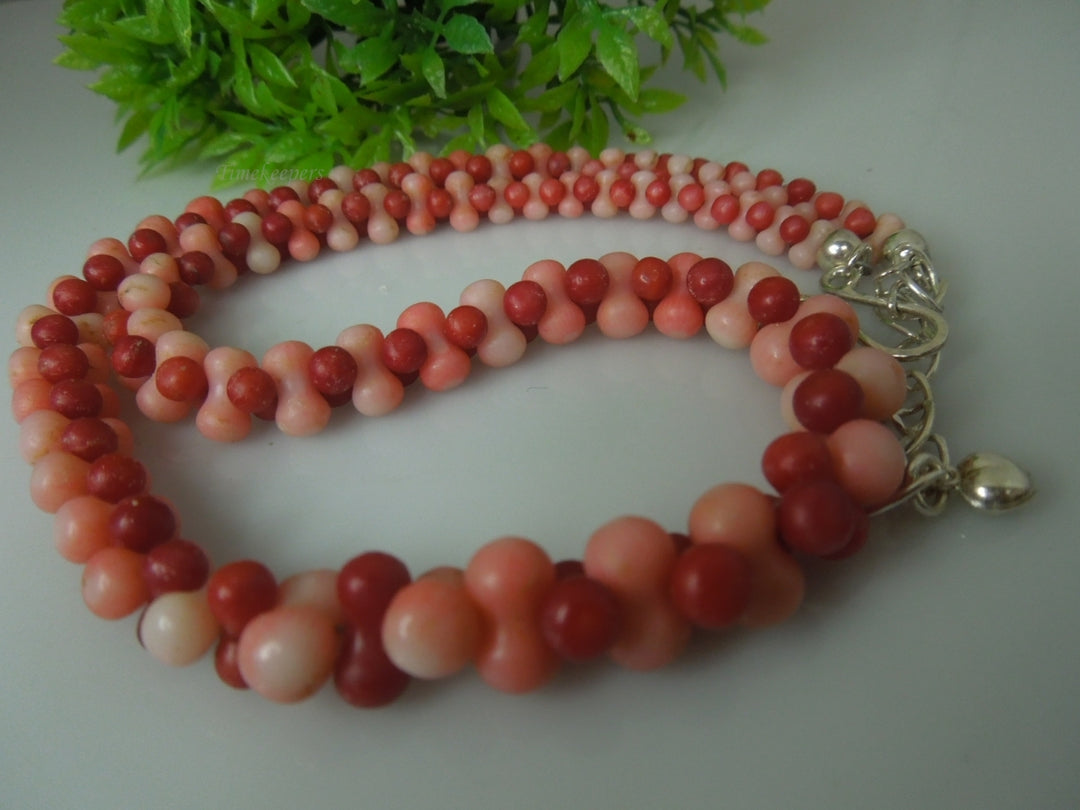 q355 Salmon Angel Skin Pink Coral Necklace with Sterling Silver Clasp