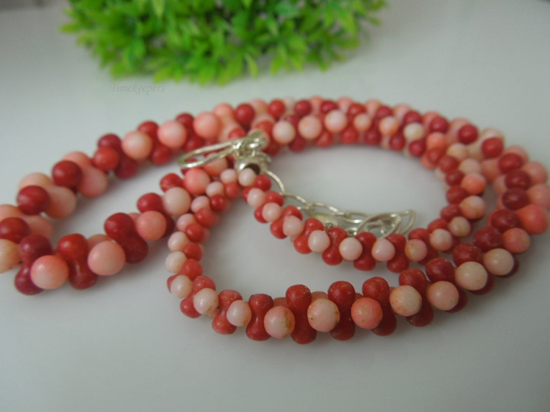 q355 Salmon Angel Skin Pink Coral Necklace with Sterling Silver Clasp