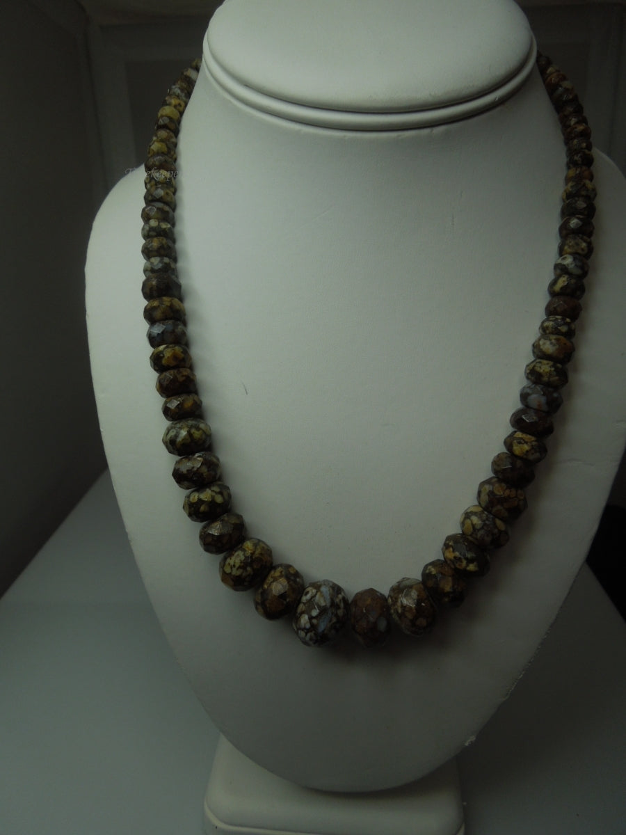 q356 Coral Fossil Jasper Faceted Bicone Barrel Drum Grade AAA Natural Beads Necklace with Silver Clasp