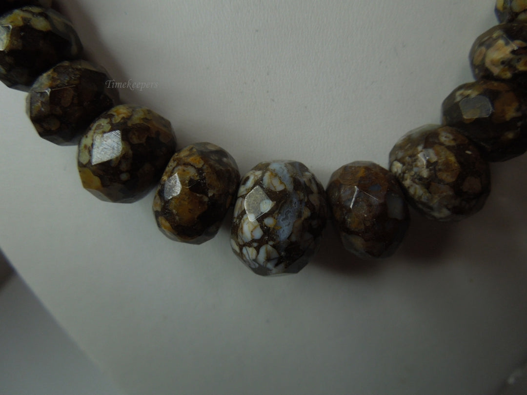 q356 Coral Fossil Jasper Faceted Bicone Barrel Drum Grade AAA Natural Beads Necklace with Silver Clasp