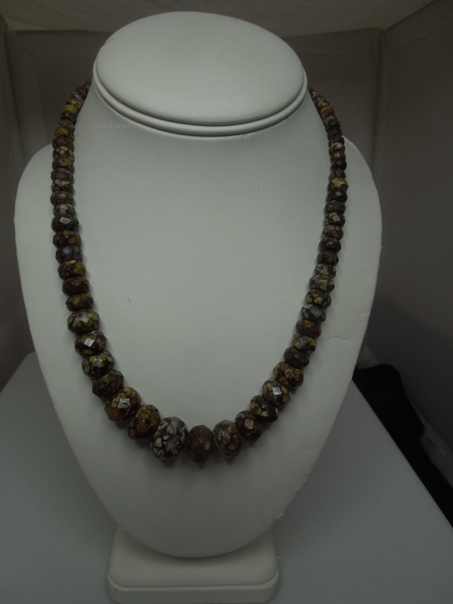 q356 Coral Fossil Jasper Faceted Bicone Barrel Drum Grade AAA Natural Beads Necklace with Silver Clasp