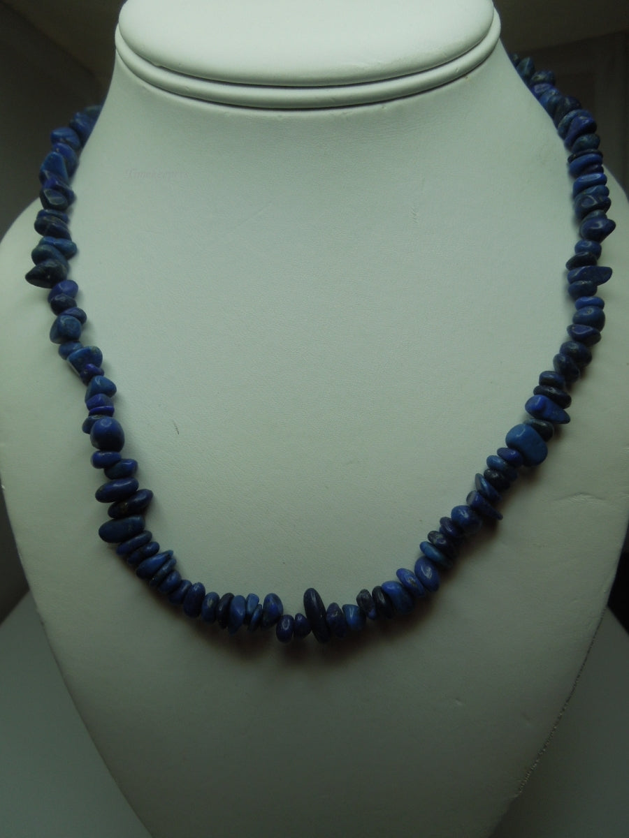 q364 Beautiful Lapis Lazuli Crystal Necklace with Sterling Silver Clasp