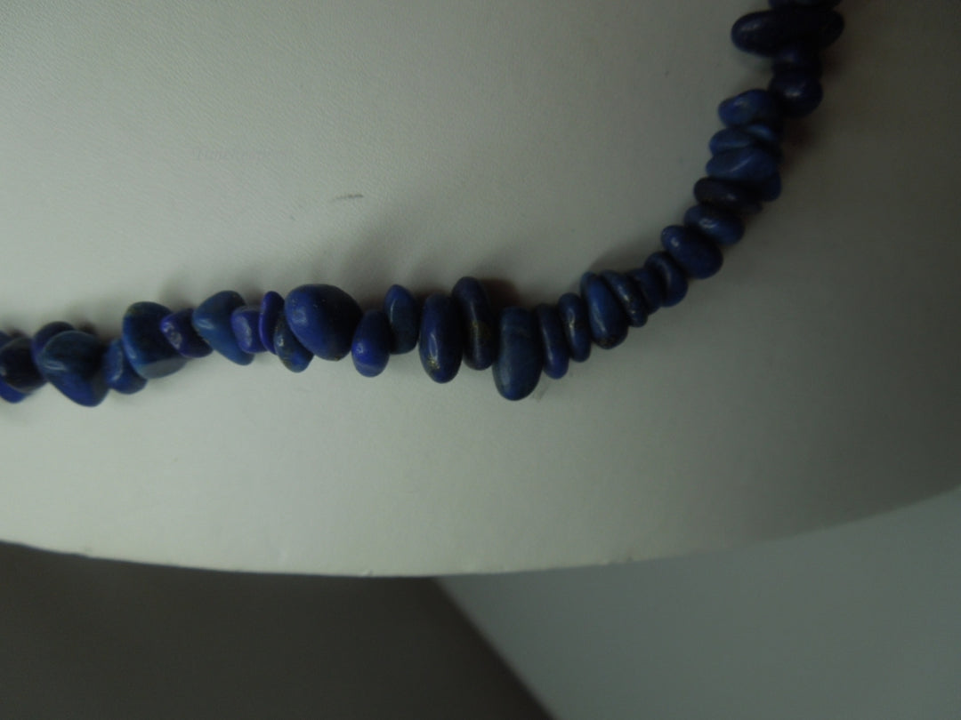 q364 Beautiful Lapis Lazuli Crystal Necklace with Sterling Silver Clasp