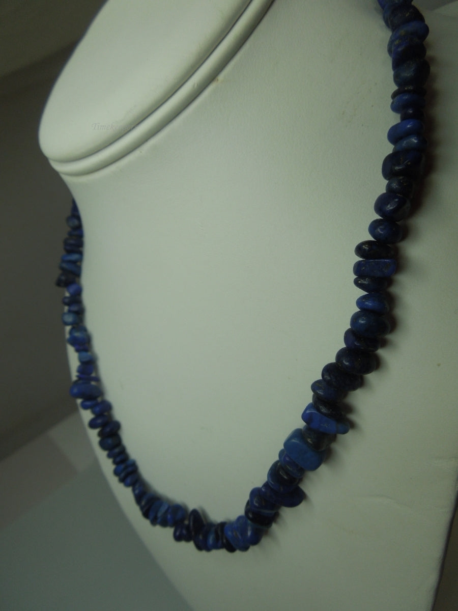 q364 Beautiful Lapis Lazuli Crystal Necklace with Sterling Silver Clasp