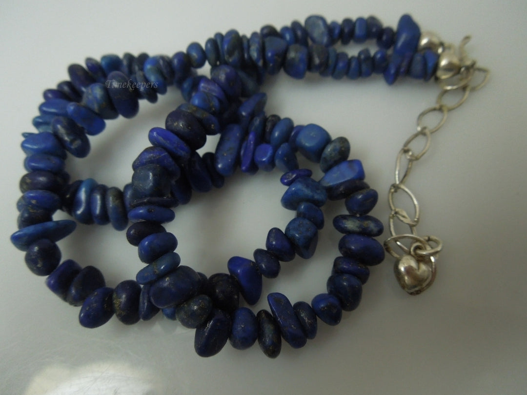 q364 Beautiful Lapis Lazuli Crystal Necklace with Sterling Silver Clasp