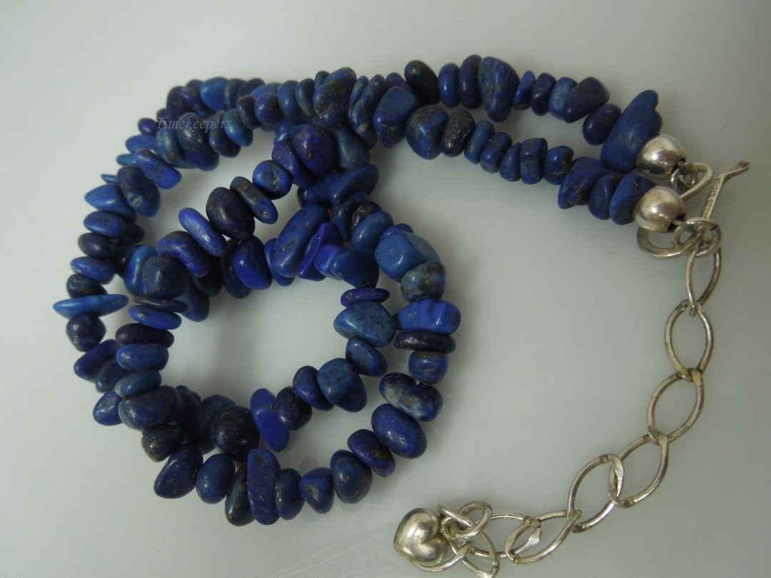 q364 Beautiful Lapis Lazuli Crystal Necklace with Sterling Silver Clasp