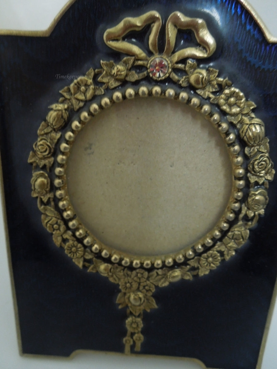 r698 Vintage Terragrafics Small Brass Enameled Tabletop Picture frame