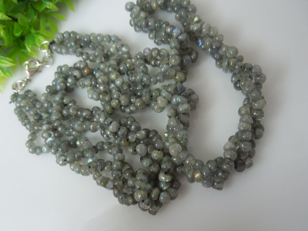 q383 Beautiful Delicate Natural Labradorite Beads Necklace 20"