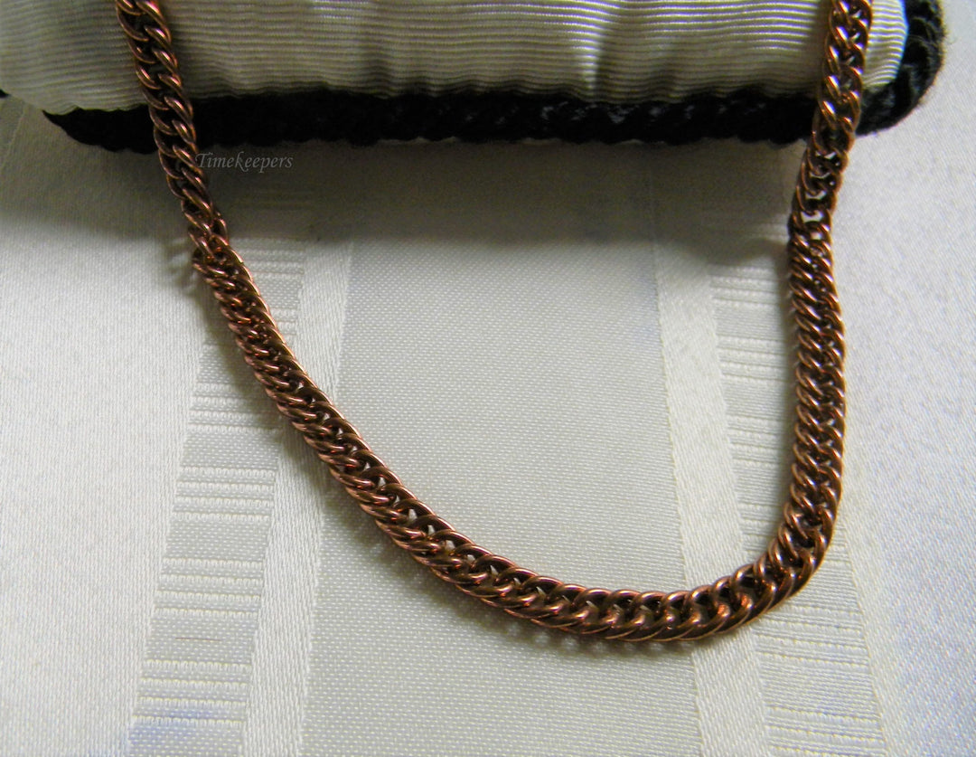 h763 Nice Vintage Medium Copper Curb Link Necklace with Fold over Clasp