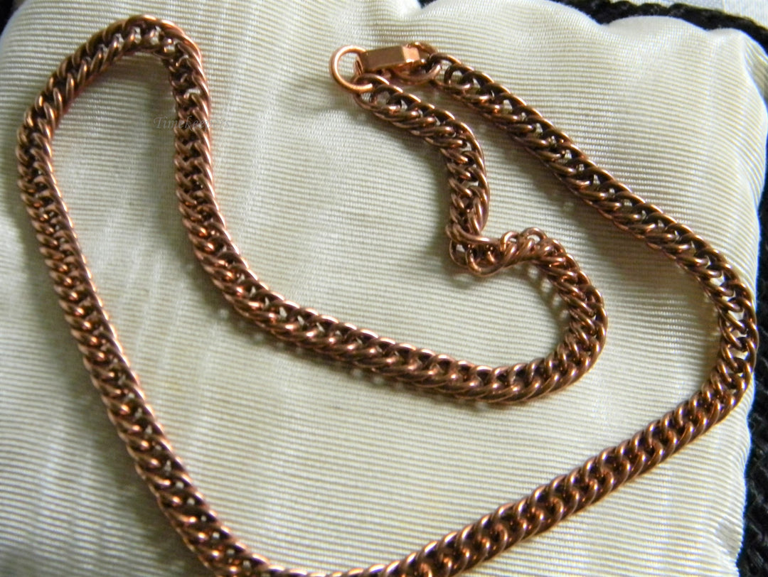 h763 Nice Vintage Medium Copper Curb Link Necklace with Fold over Clasp