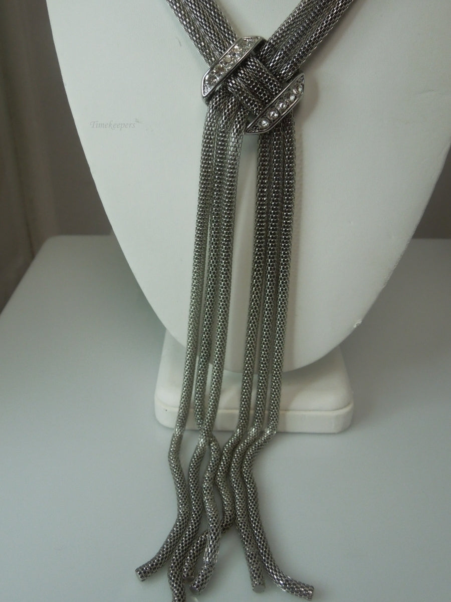 q394 Vintage Silver Tone 3 Strands Snake Chain Necklace