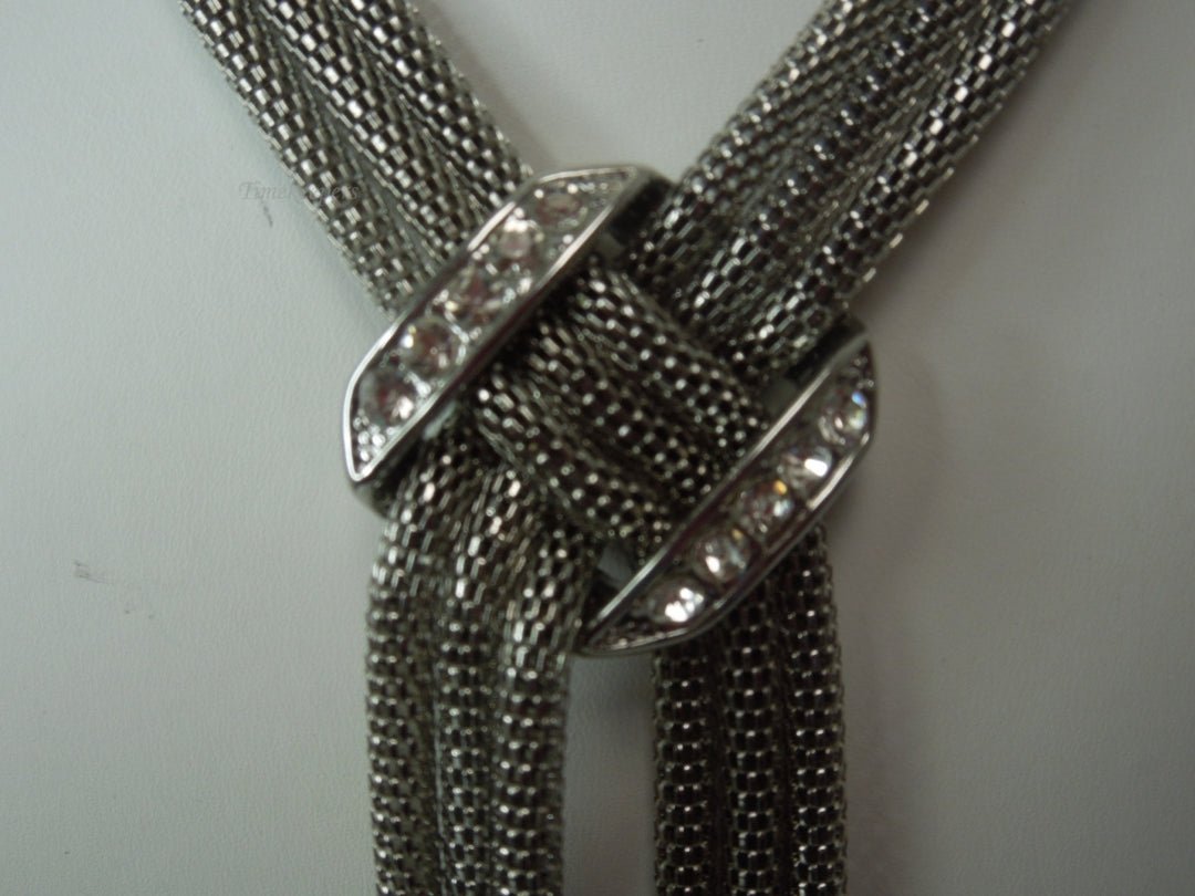 q394 Vintage Silver Tone 3 Strands Snake Chain Necklace