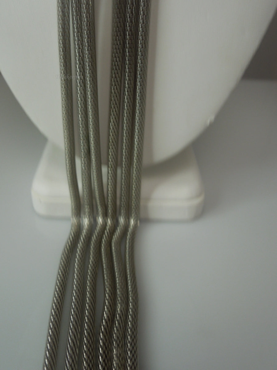 q394 Vintage Silver Tone 3 Strands Snake Chain Necklace