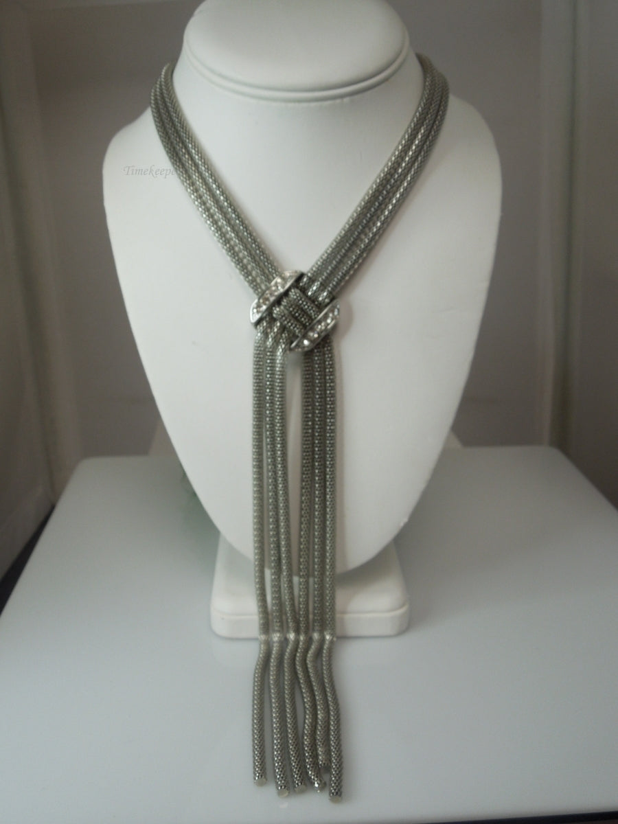 q394 Vintage Silver Tone 3 Strands Snake Chain Necklace