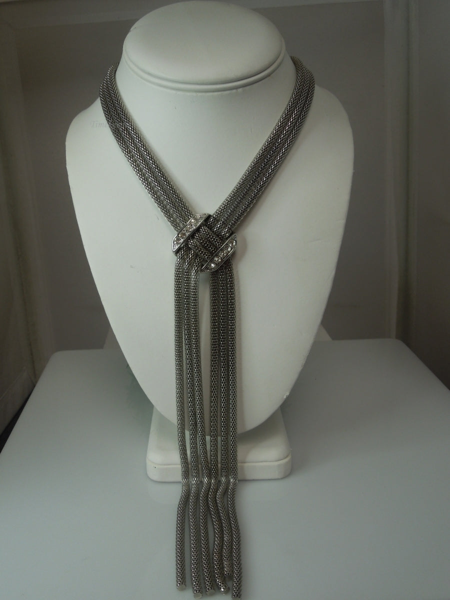 q394 Vintage Silver Tone 3 Strands Snake Chain Necklace