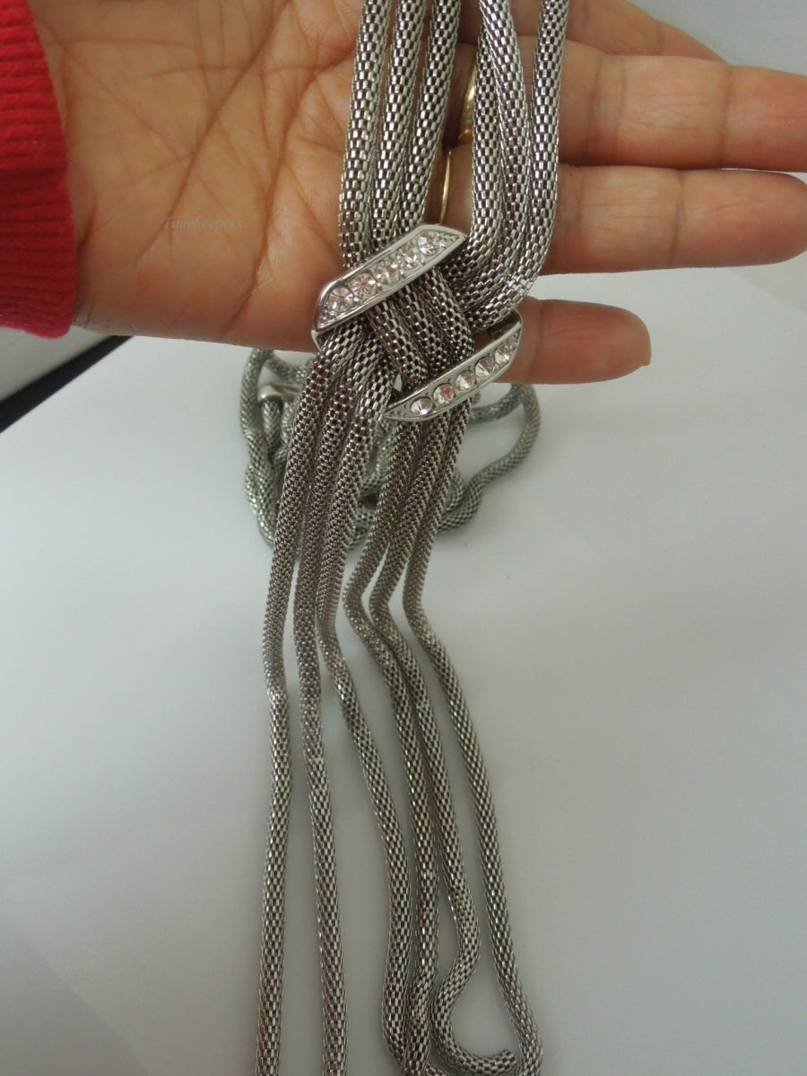 q394 Vintage Silver Tone 3 Strands Snake Chain Necklace