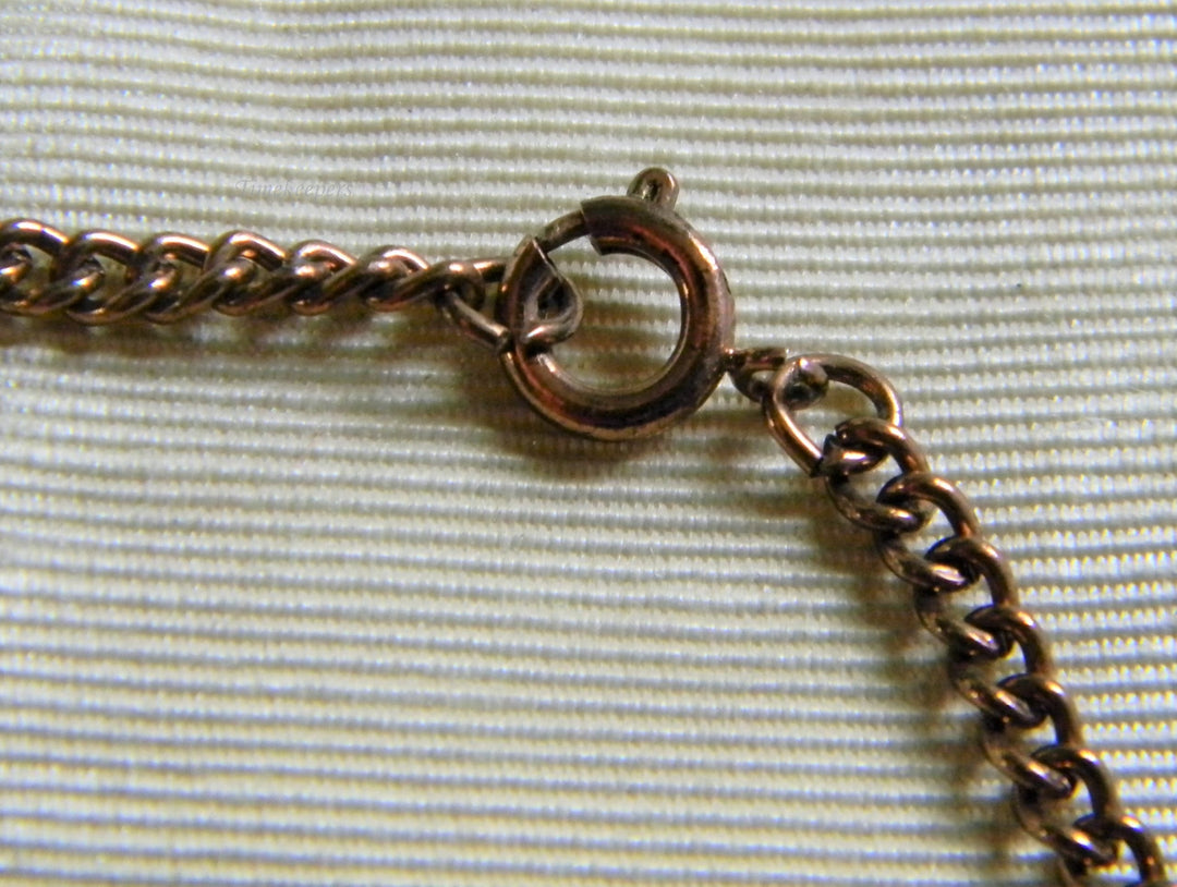 h767 Nice Vintage Copper Curb Link Necklace with Filigree Pendant