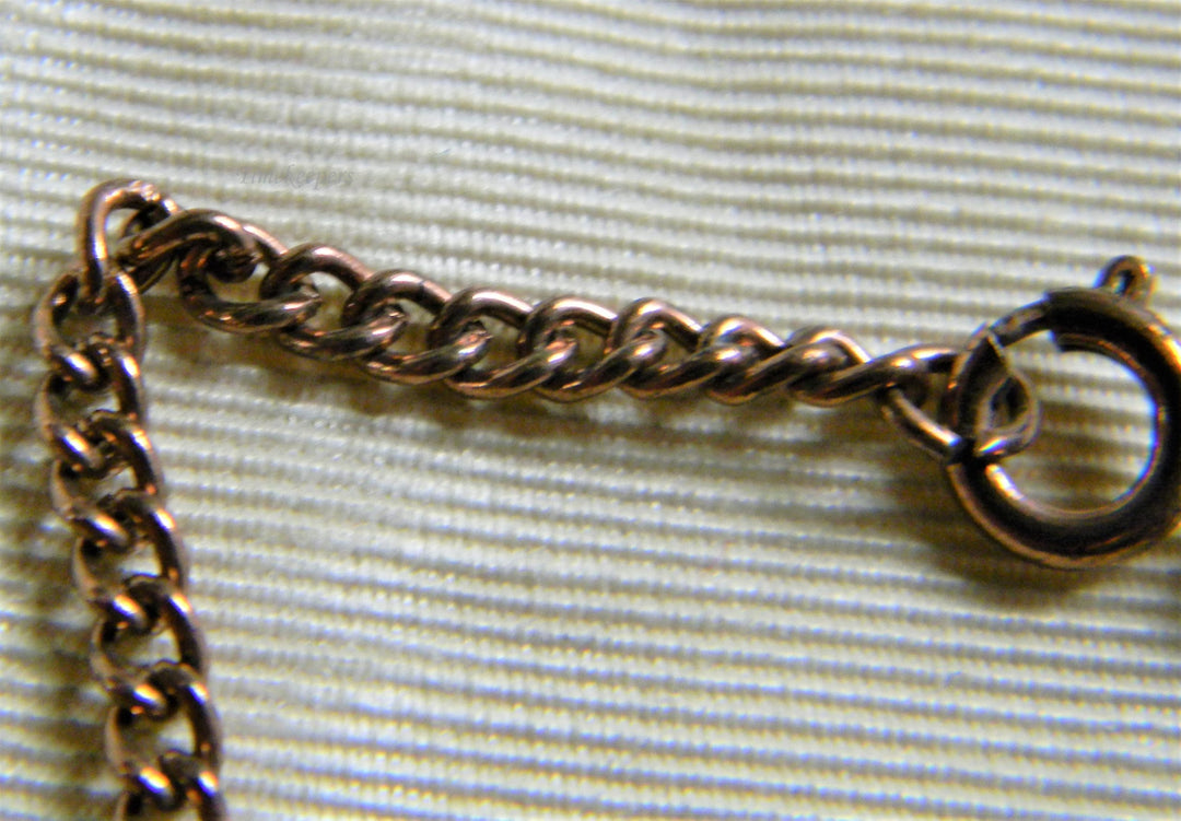 h767 Nice Vintage Copper Curb Link Necklace with Filigree Pendant