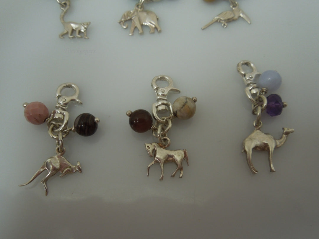 q538 Lot of 6 Sterling Silver 925 Charms Animals(Dinosaur,Camel,Kangaroo,Horse,Elephant,Little Birdie)