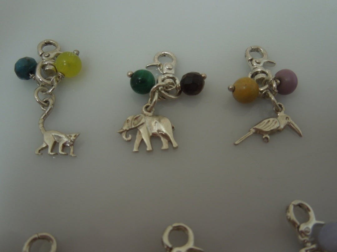 q538 Lot of 6 Sterling Silver 925 Charms Animals(Dinosaur,Camel,Kangaroo,Horse,Elephant,Little Birdie)