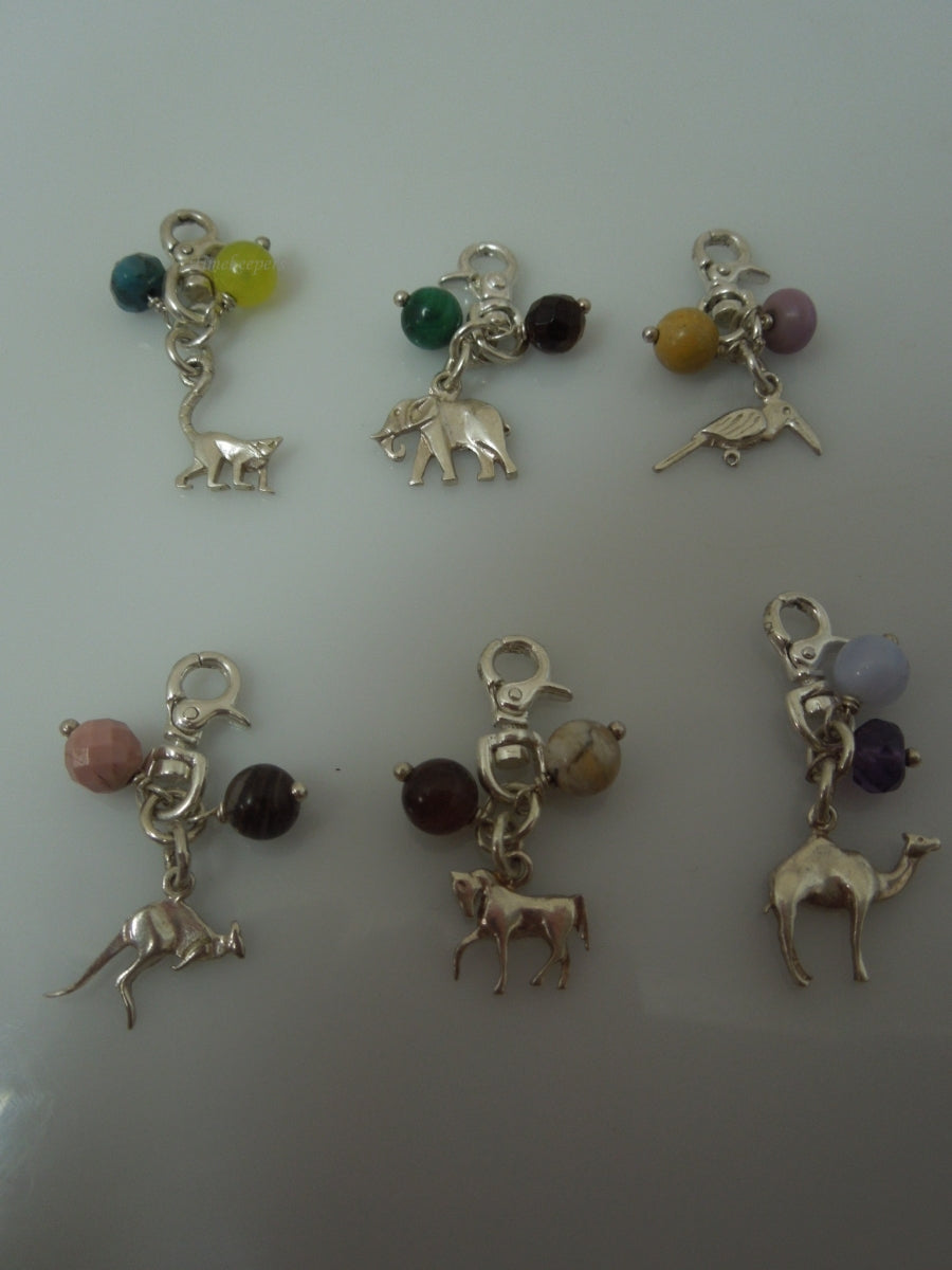 q538 Lot of 6 Sterling Silver 925 Charms Animals(Dinosaur,Camel,Kangaroo,Horse,Elephant,Little Birdie)