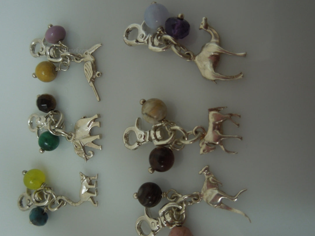 q538 Lot of 6 Sterling Silver 925 Charms Animals(Dinosaur,Camel,Kangaroo,Horse,Elephant,Little Birdie)