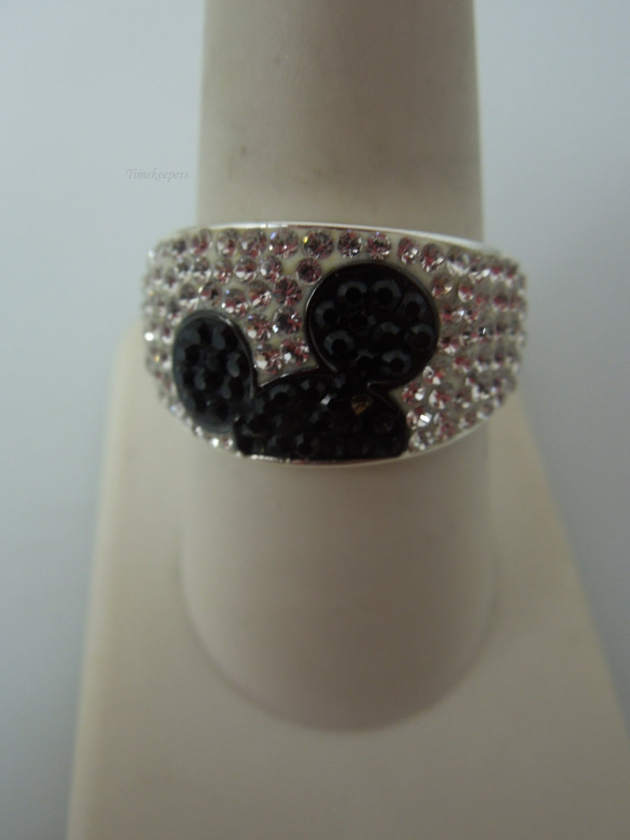 q410 JCM CZ &amp; Black Spinel Disney Mickey Mouse Statement Ring 925 Silver - Size 9