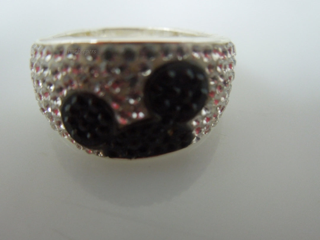 q410 JCM CZ &amp; Black Spinel Disney Mickey Mouse Statement Ring 925 Silver - Size 9