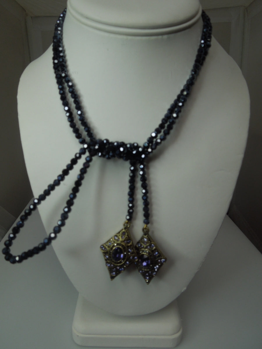 q409 HEIDI DAUS "I'll Loop You In" Black Crystal Necklace/Lariat