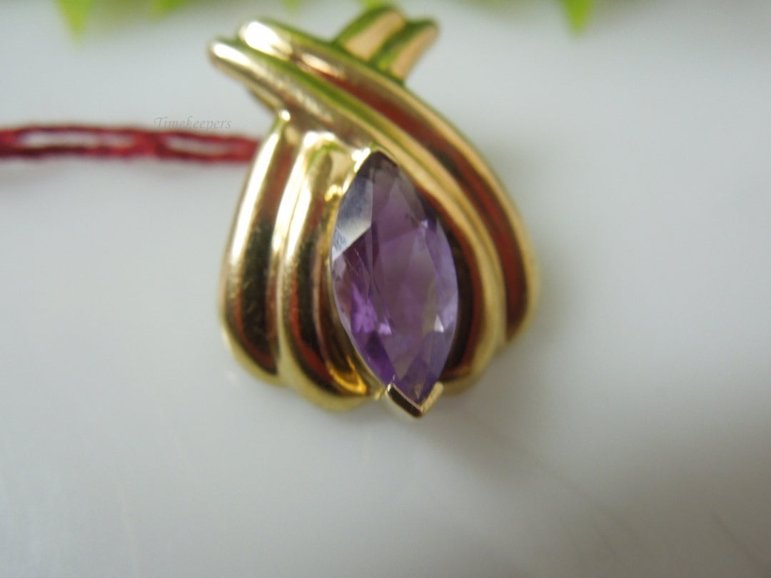 q419 Gorgeous 10kt Yellow Gold Amethyst Pendant Charm