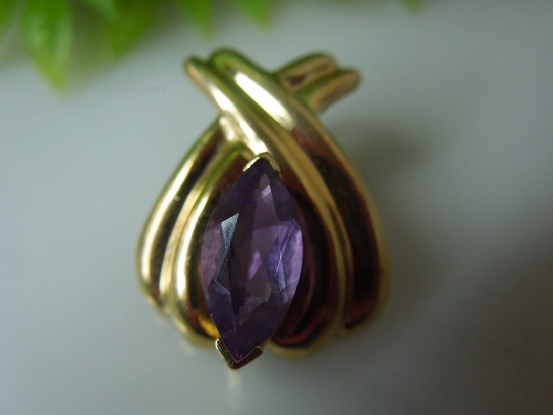 q419 Gorgeous 10kt Yellow Gold Amethyst Pendant Charm