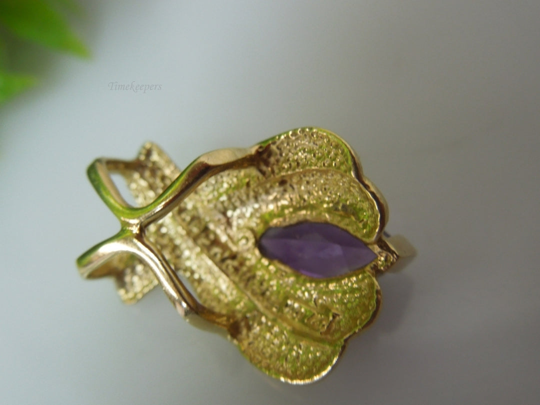 q419 Gorgeous 10kt Yellow Gold Amethyst Pendant Charm