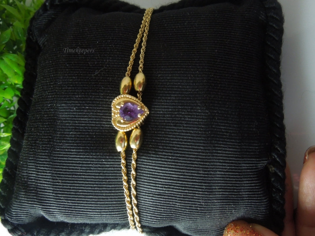 q428 Lovely 14kt Yellow Gold Amethyst Bracelet Size 7"