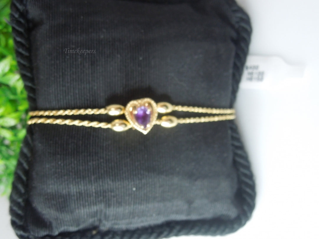 q428 Lovely 14kt Yellow Gold Amethyst Bracelet Size 7"