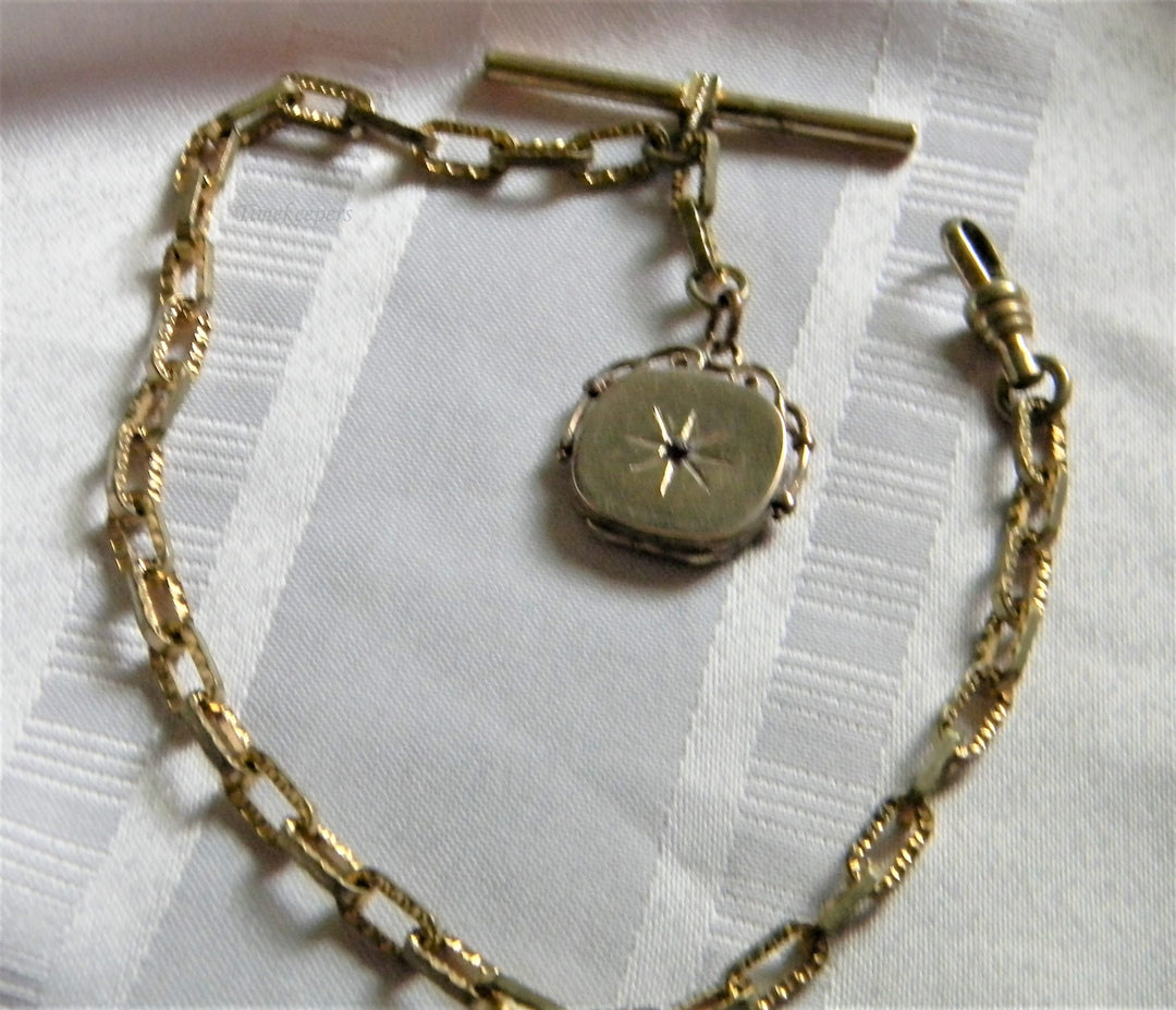 h796 Vintage Gold Filled Pocket Watch Decorative Chain with Locket