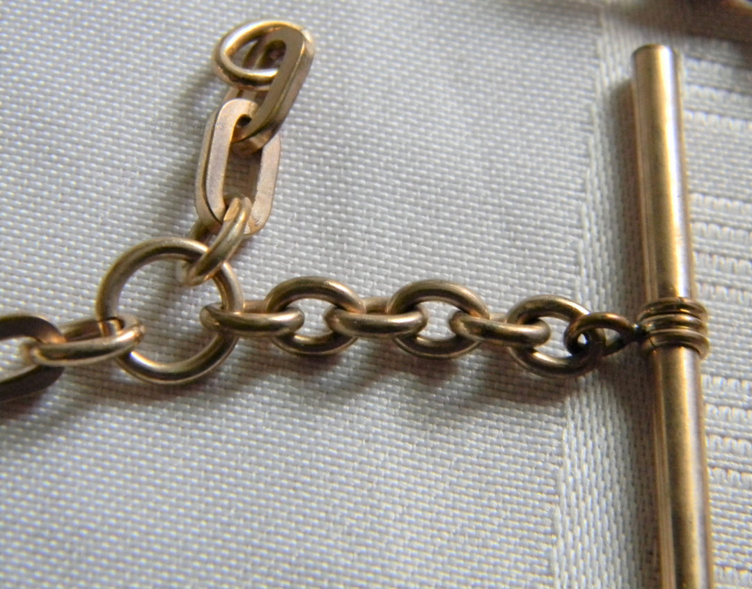 h797 Nice Vintage Gold Filled Pocket Watch Chain with Oval Links