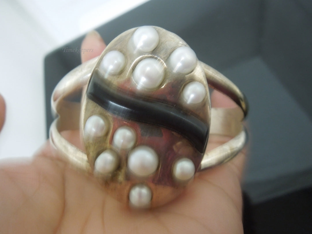 q457 Jay King DTR 925 China Sterling Silver Pearl Cuff Bracelet  PLEASE READ ENTIRE DESCRIPTION BEFORE PURCHASING