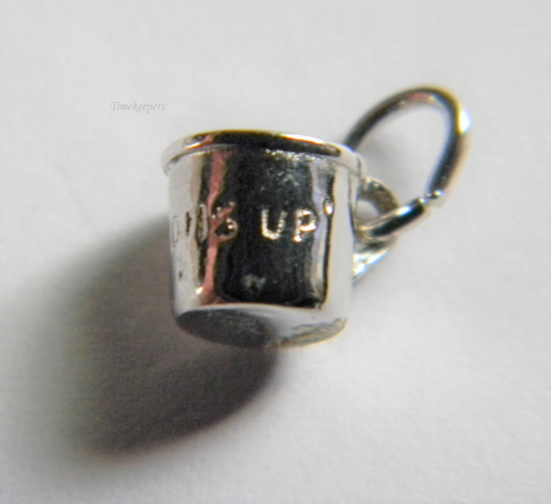 h813 Cute Sterling Silver "Bottoms Up" Cup Charm or Pendant