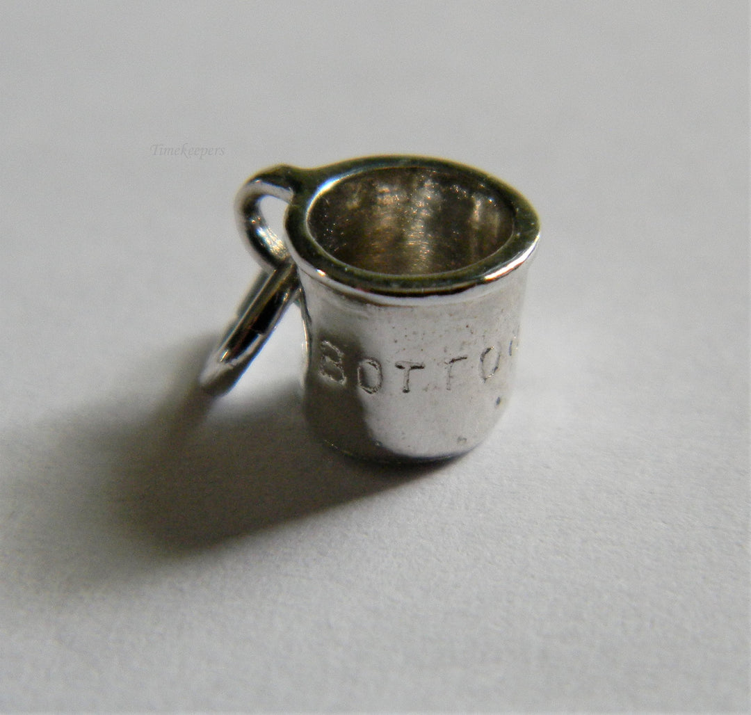 h813 Cute Sterling Silver "Bottoms Up" Cup Charm or Pendant