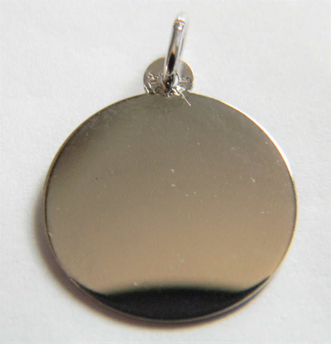 h819 Cute Sterling Silver Polished Round/ Disc Charm or Pendant